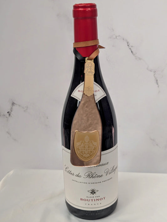 Champagne Bottle Tag & Ornament β Rose Gold & Gold Acrylic (Preorder)