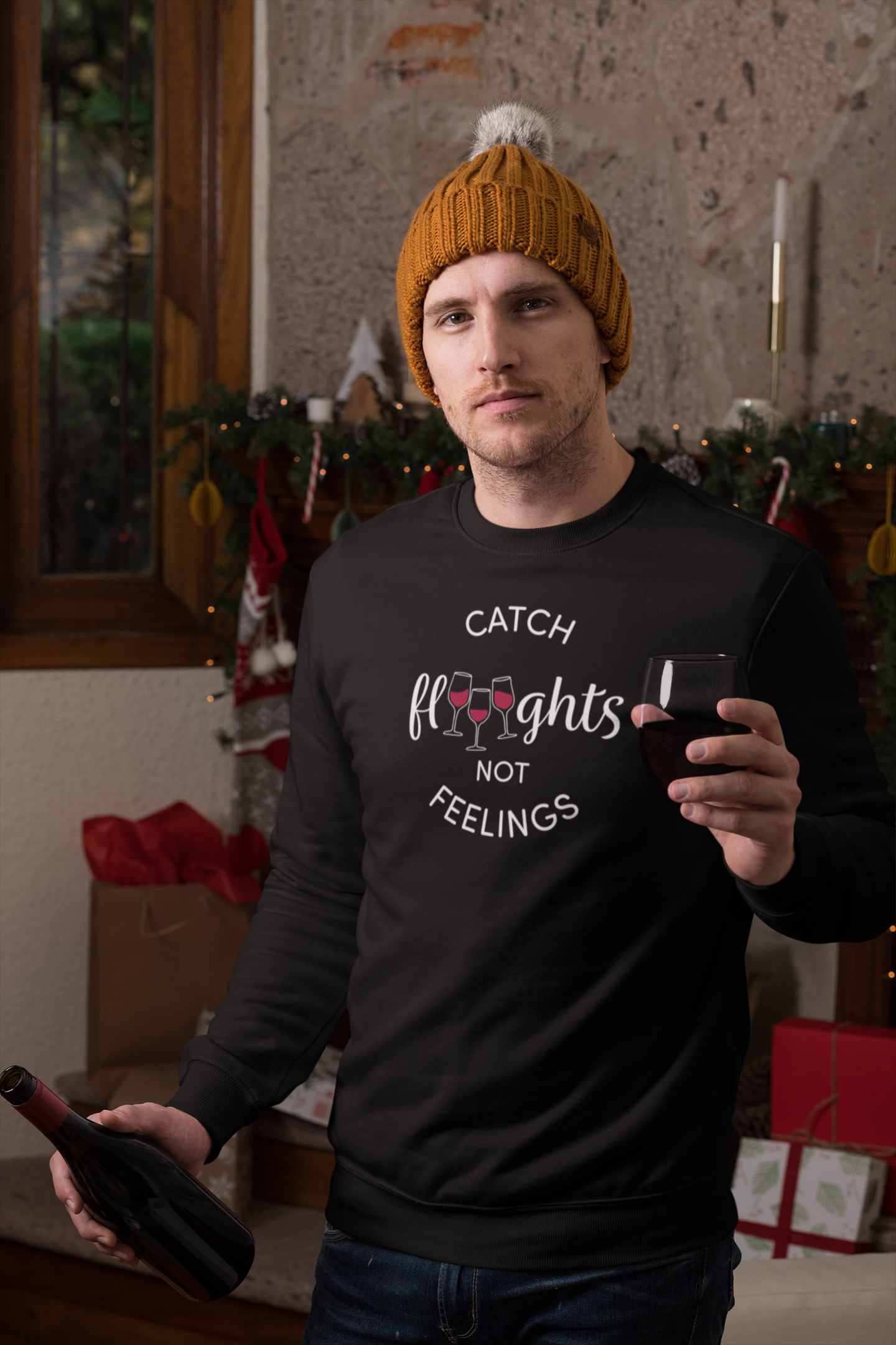 Catch Flights Not Feelings Sweatshirt – Red Wine Flight Tasting Crewneck