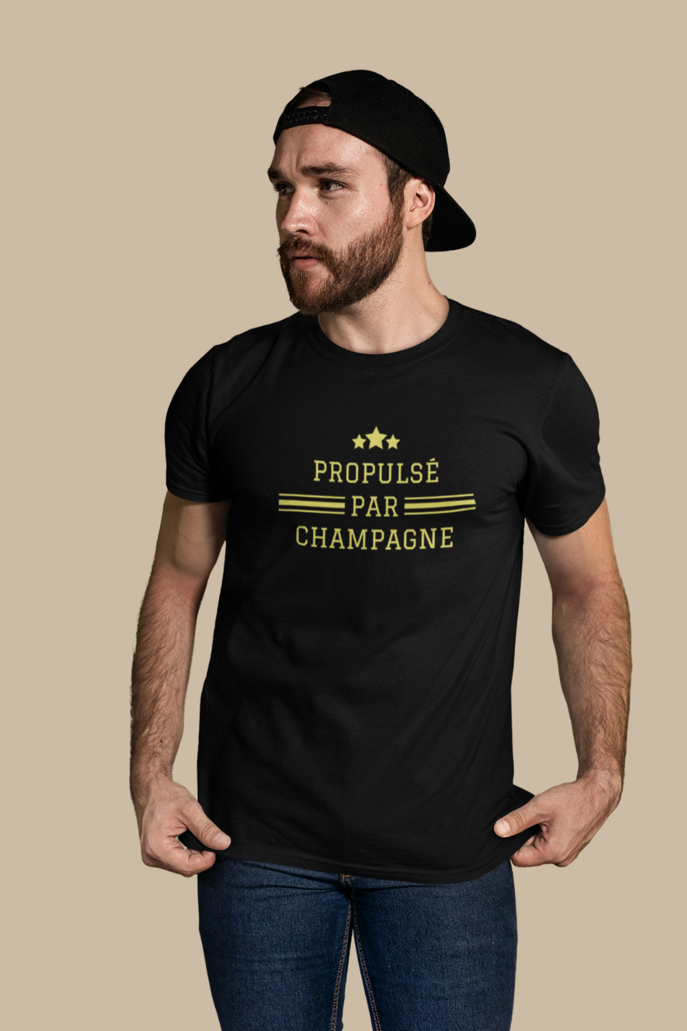 Propulsé par Champagne – T-shirt unisexe à manches courtes