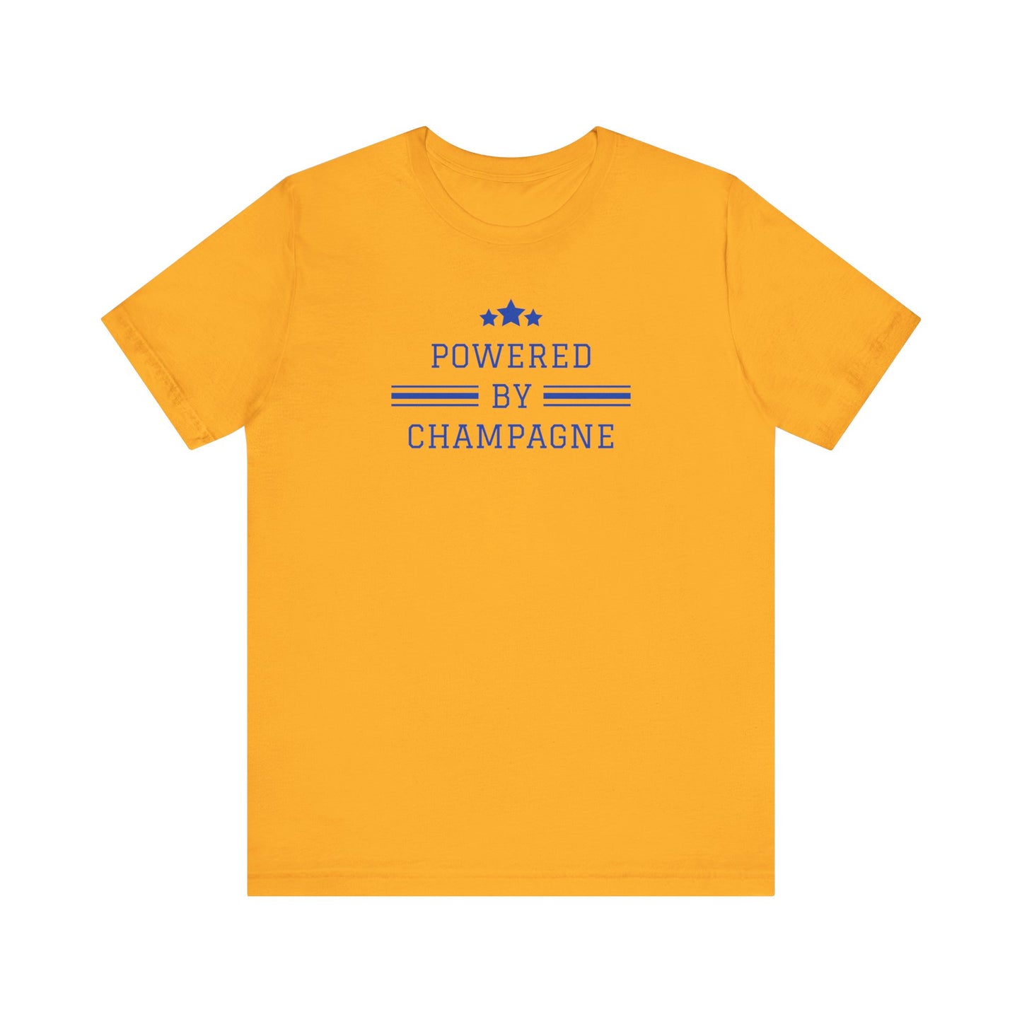 Sparkling Wine T-Shirt – Powered by Champagne & Good Vibes (Short Sleeve)