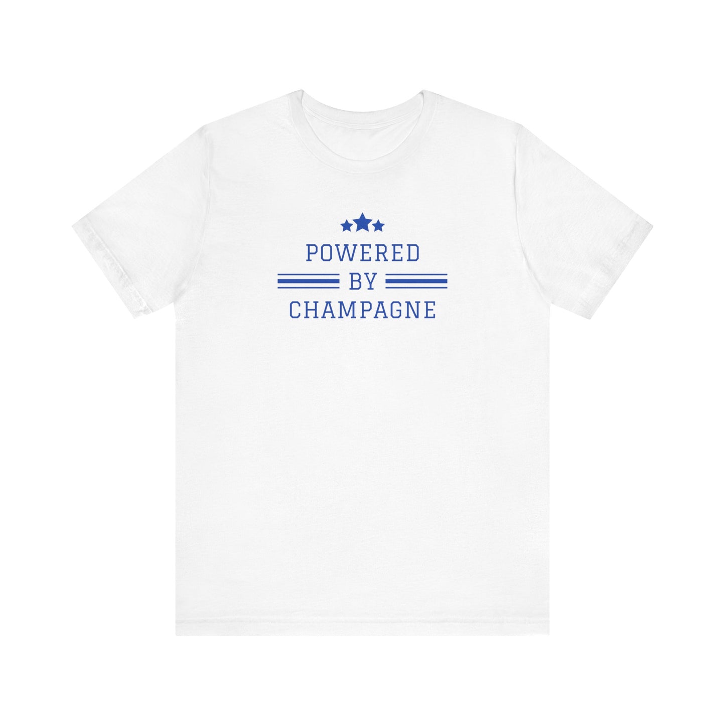 Sparkling Wine T-Shirt – Powered by Champagne & Good Vibes (Short Sleeve)