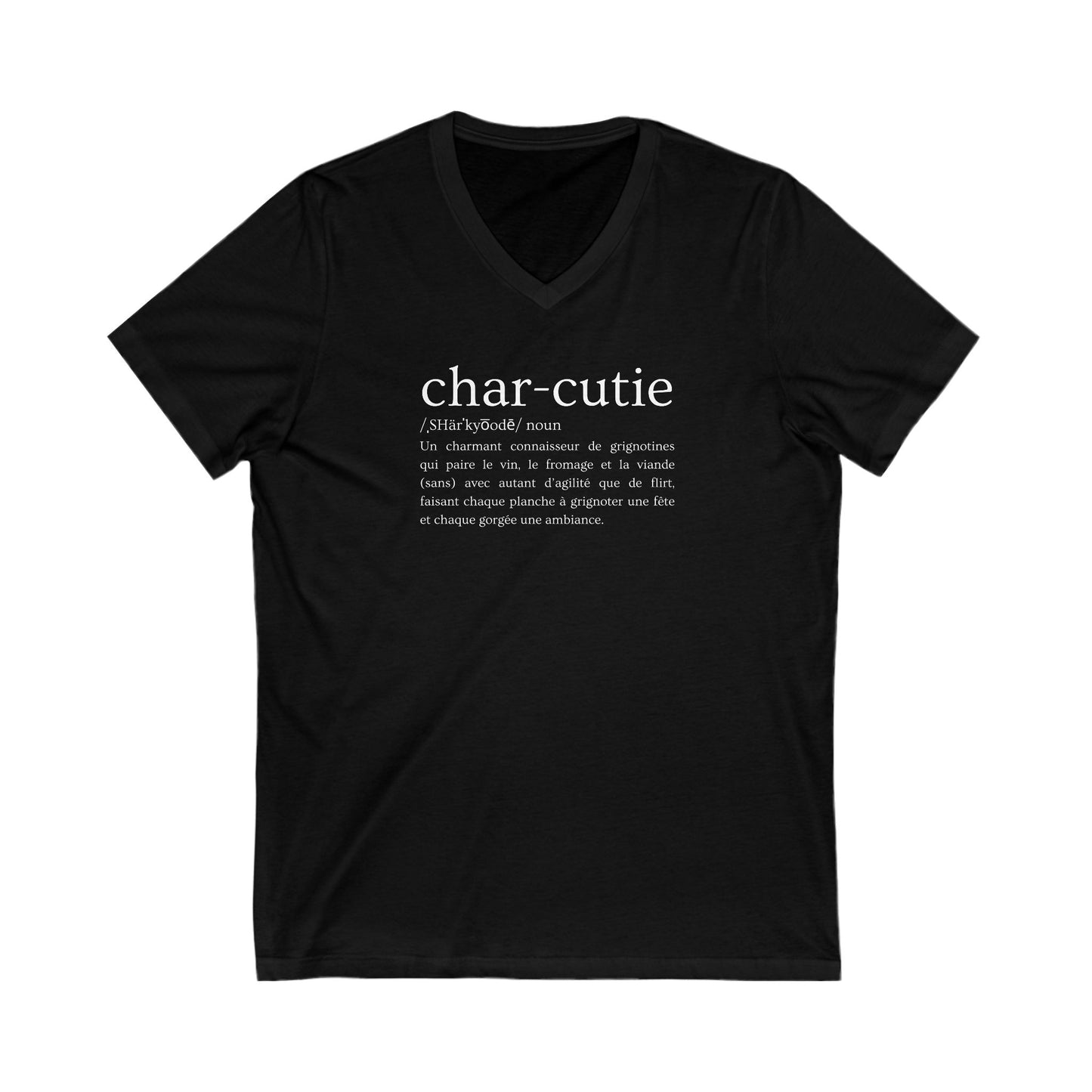 T-shirt Col V Char-cutie pour amateurs de vin et fromage