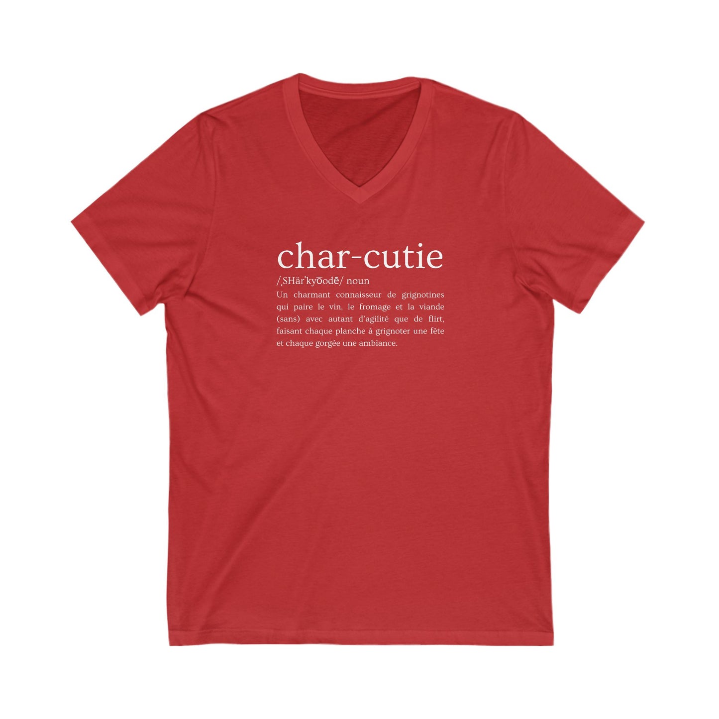 T-shirt Col V Char-cutie pour amateurs de vin et fromage