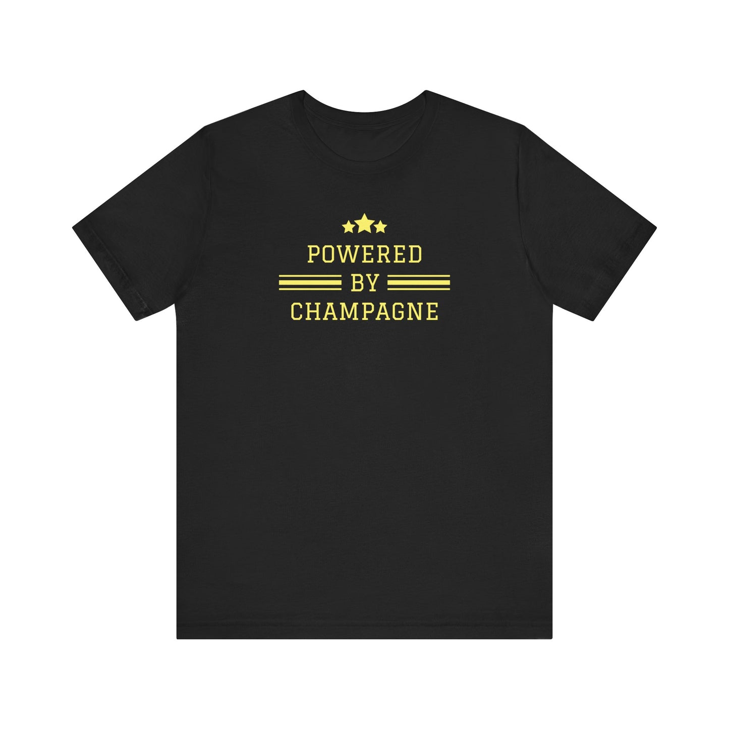 Sparkling Wine T-Shirt – Powered by Champagne & Good Vibes (Short Sleeve)