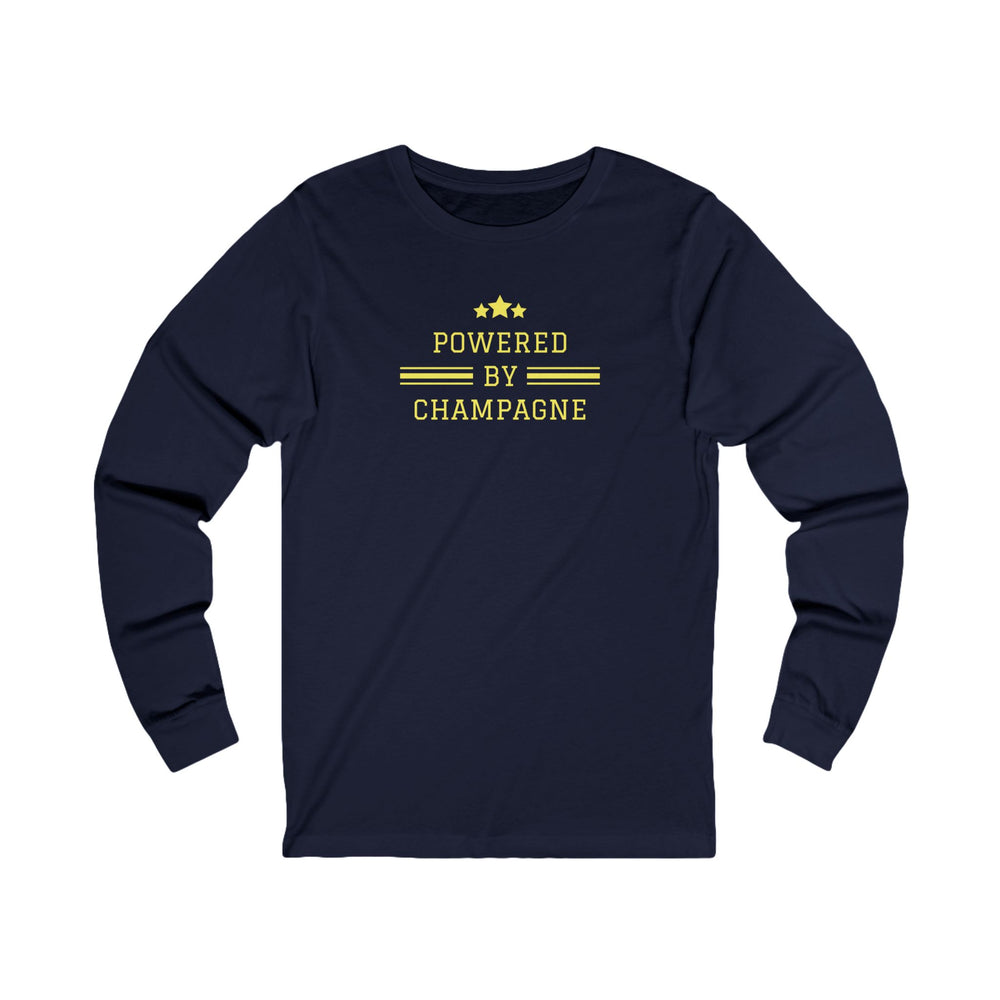 Sparkling Wine T-Shirt – Powered by Champagne & Good Vibes (Long Sleeve)