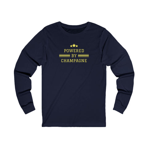 Sparkling Wine T-Shirt – Powered by Champagne & Good Vibes (Long Sleeve)