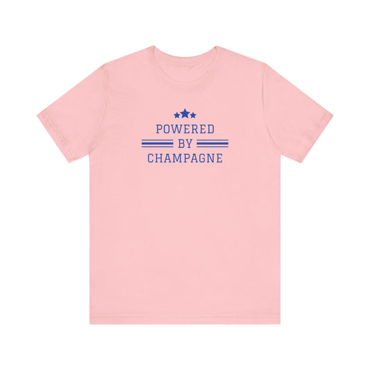 Sparkling Wine T-Shirt – Powered by Champagne & Good Vibes (Short Sleeve)