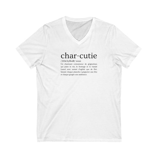 T-shirt Col V Char-cutie pour amateurs de vin et fromage