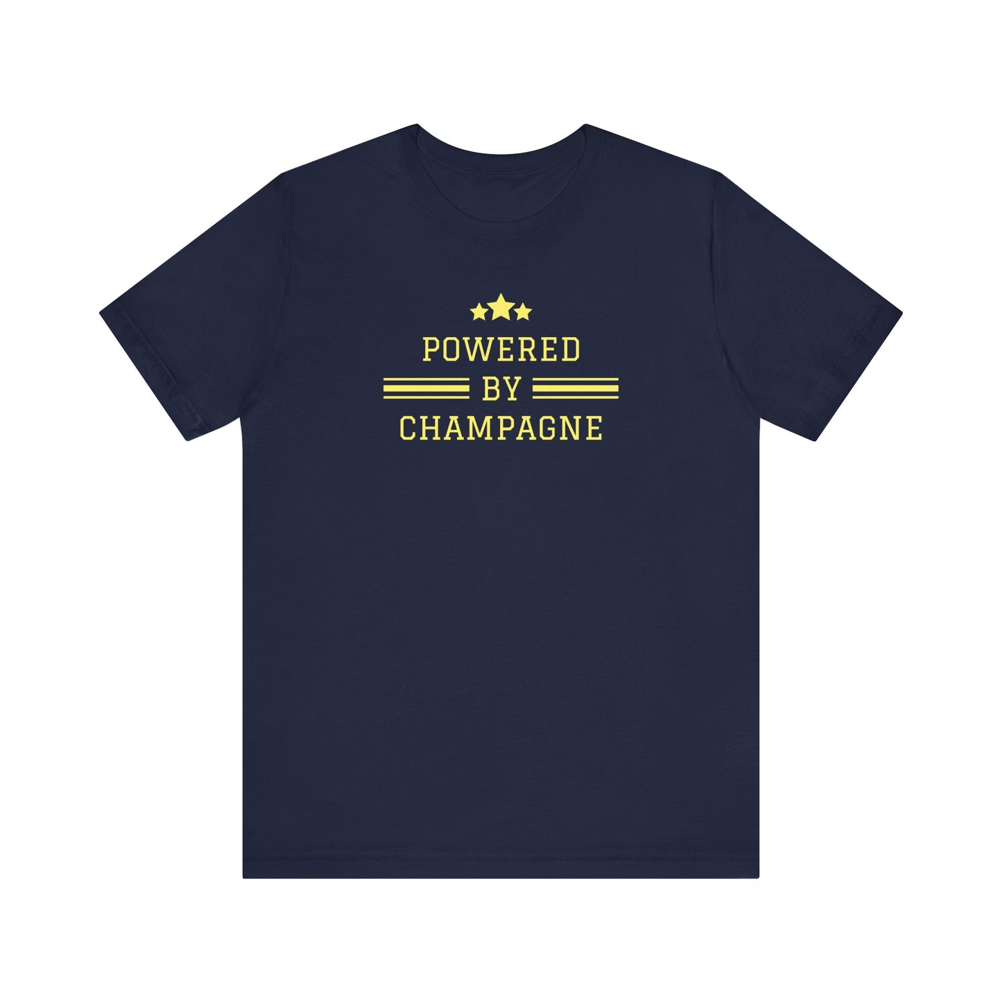 Sparkling Wine T-Shirt – Powered by Champagne & Good Vibes (Short Sleeve)