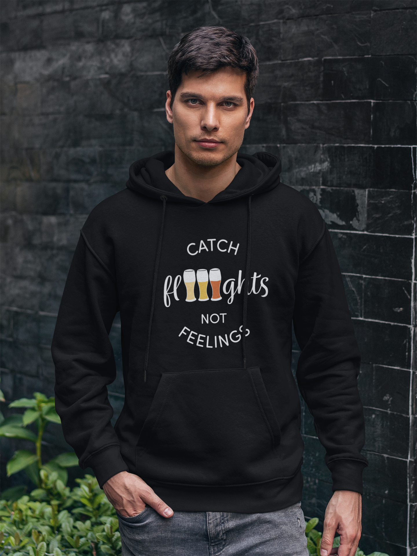 Catch Flights Not Feelings Hoodie – Beer Flight Hoodie for Craft Beer Lovers