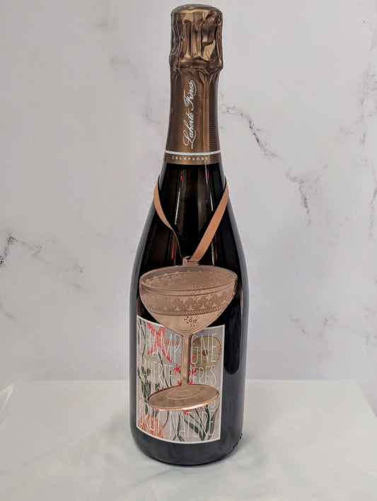 Champagne Coupe Ornament – Rose Gold Mirrored Acrylic (Preorder)