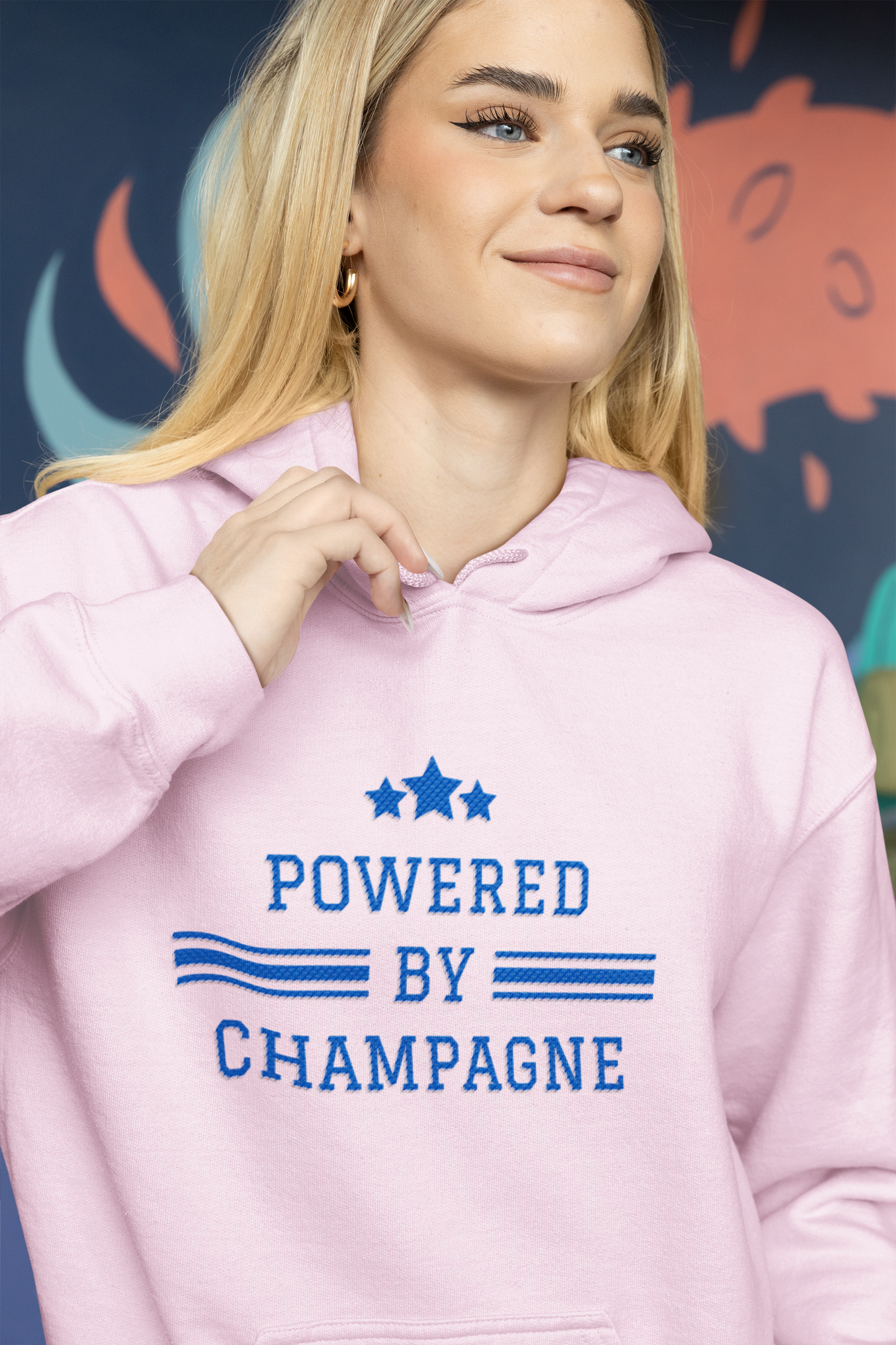 Powered by Champagne Hoodie – Limited Edition Pink Holiday Drop