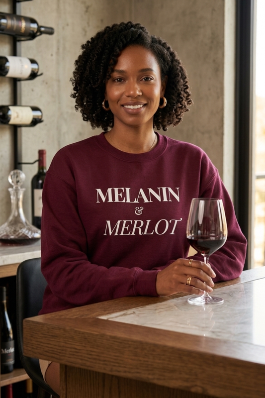 Sweatshirt Mélanine & Merlot – Col rond pour amateurs de vin célébrant la culture