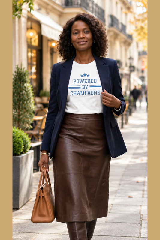 Powered by Champagne Wine Tshirt — Long Sleeve