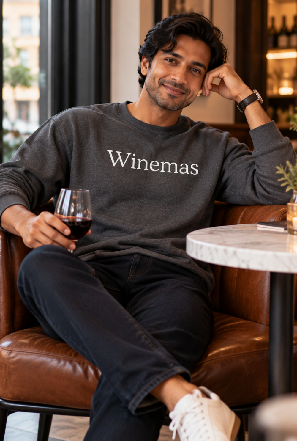 Winemas Sweatshirt – Dark Heather Holiday Wine Apparel