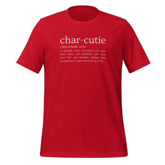 Char-cutie Short Sleeve Tee in red – fun short sleeve tee for snack and wine lovers