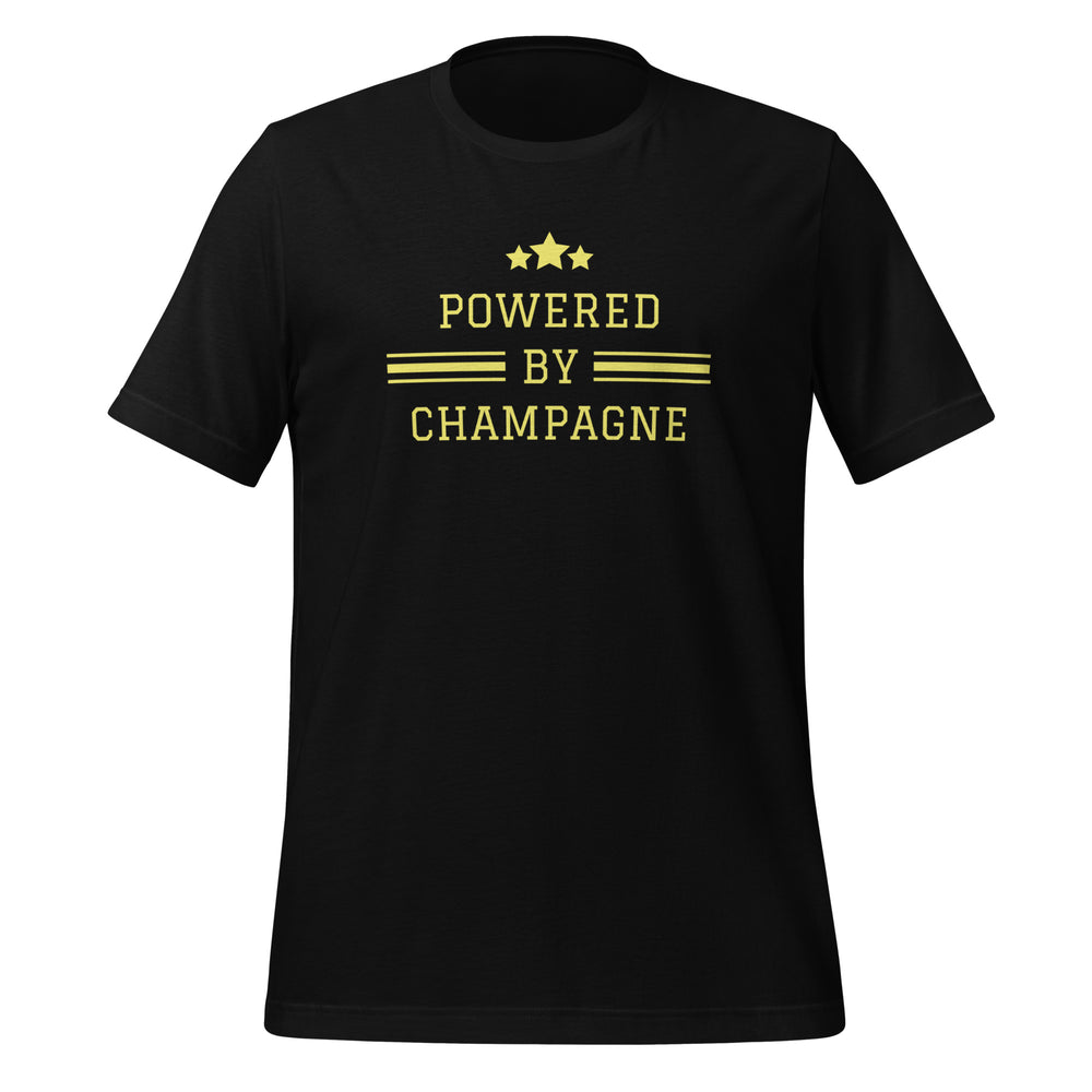 Sparkling Wine T-Shirt – Powered by Champagne & Good Vibes (Short Sleeve)