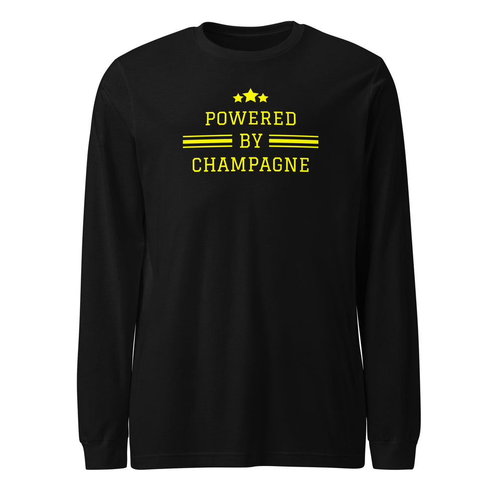 Sparkling Wine T-Shirt – Powered by Champagne & Good Vibes (Long Sleeve)
