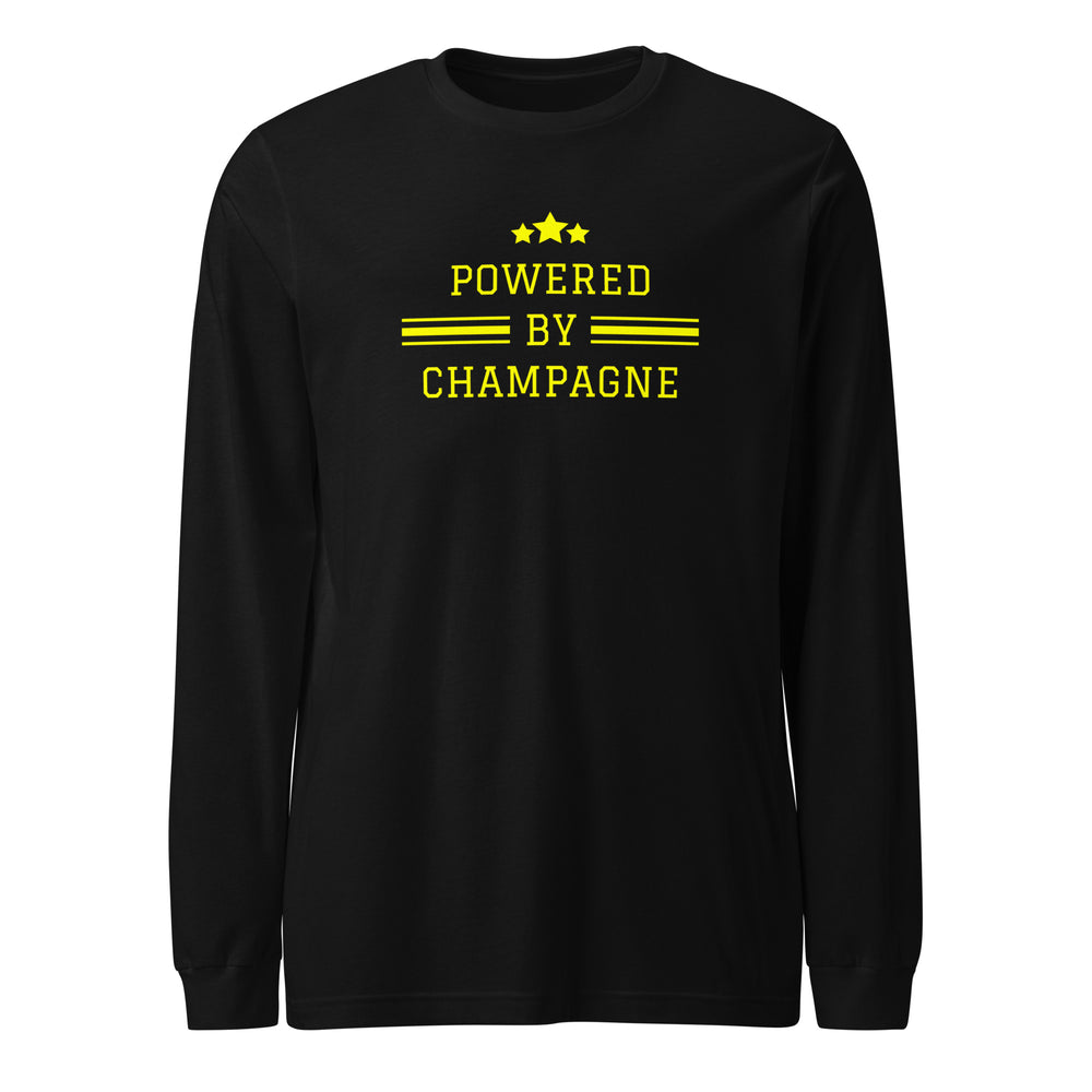 Sparkling Wine T-Shirt – Powered by Champagne & Good Vibes (Long Sleeve)