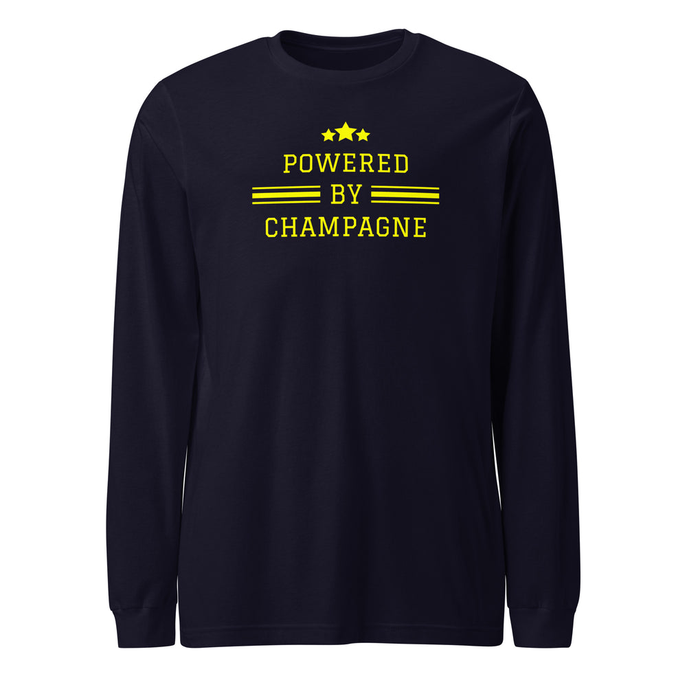 Sparkling Wine T-Shirt – Powered by Champagne & Good Vibes (Long Sleeve)