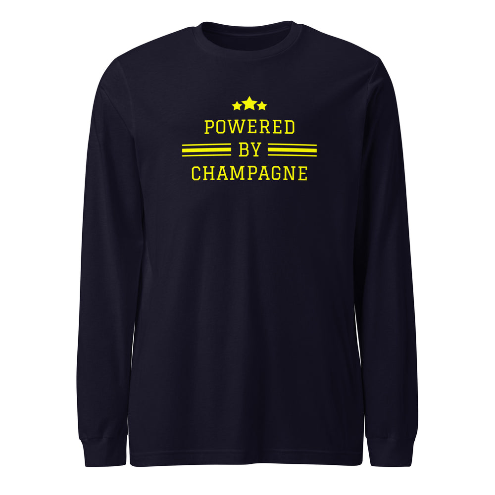 Sparkling Wine T-Shirt – Powered by Champagne & Good Vibes (Long Sleeve)
