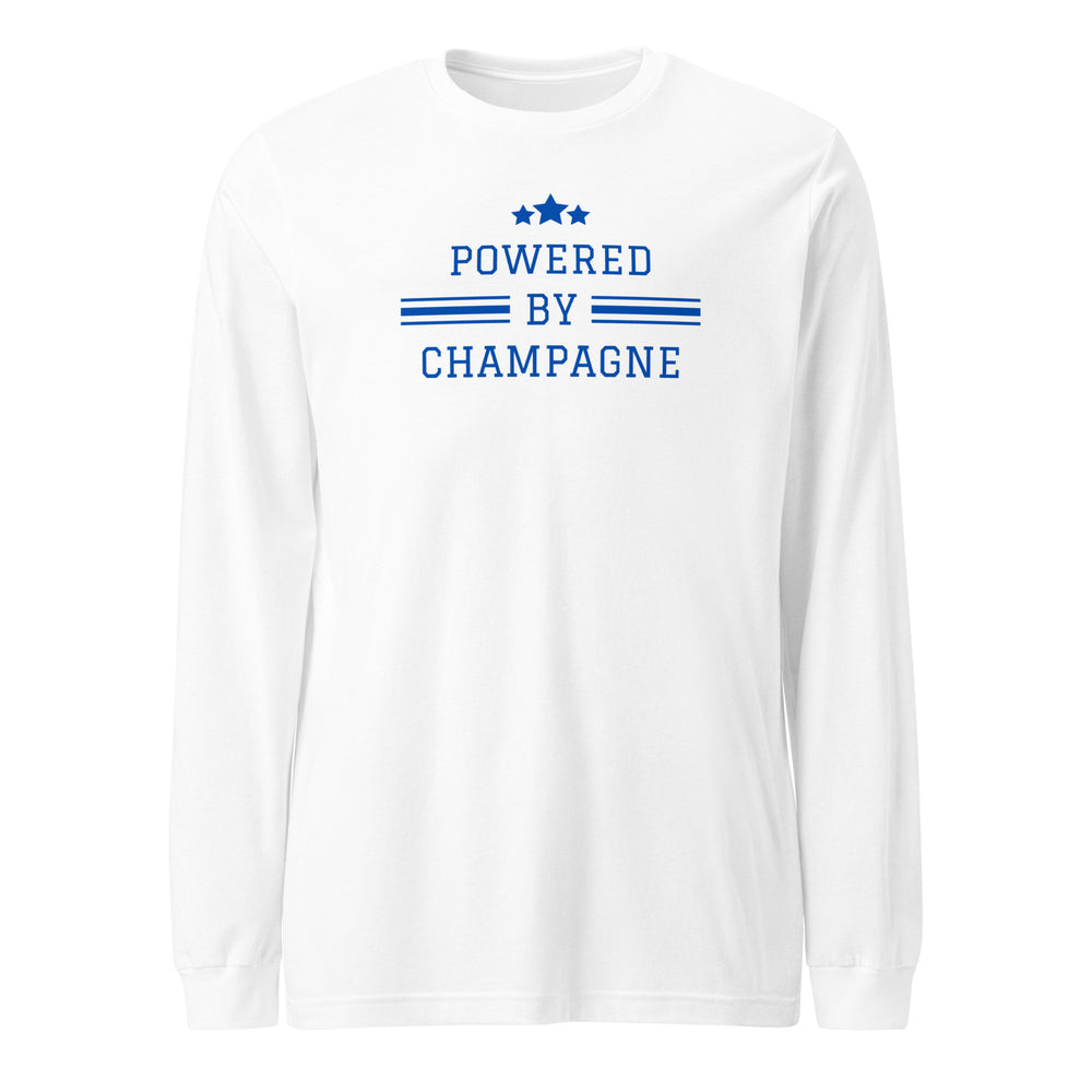 Sparkling Wine T-Shirt – Powered by Champagne & Good Vibes (Long Sleeve)