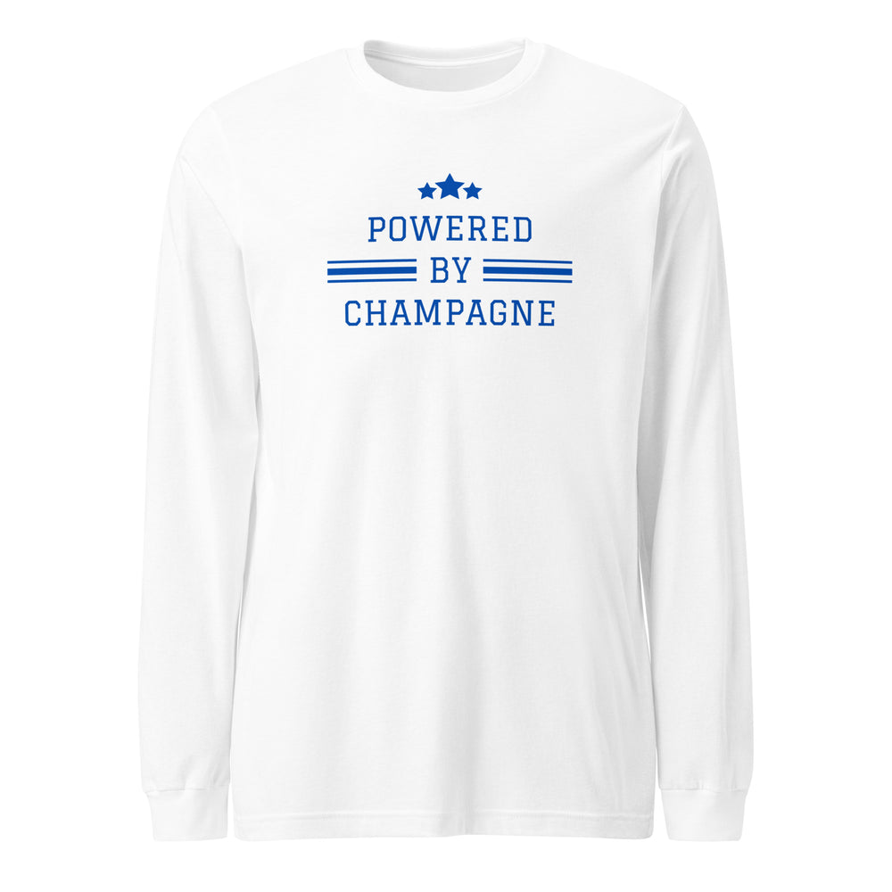 Sparkling Wine T-Shirt – Powered by Champagne & Good Vibes (Long Sleeve)