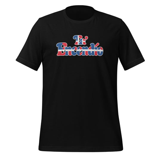 Black unisex staple t-shirt featuring "Ta' Encendio" in Dominican Republic flag colors red, blue and white - Roots by GTees everyday Dominican heritage shirt, culture you wear everyday.